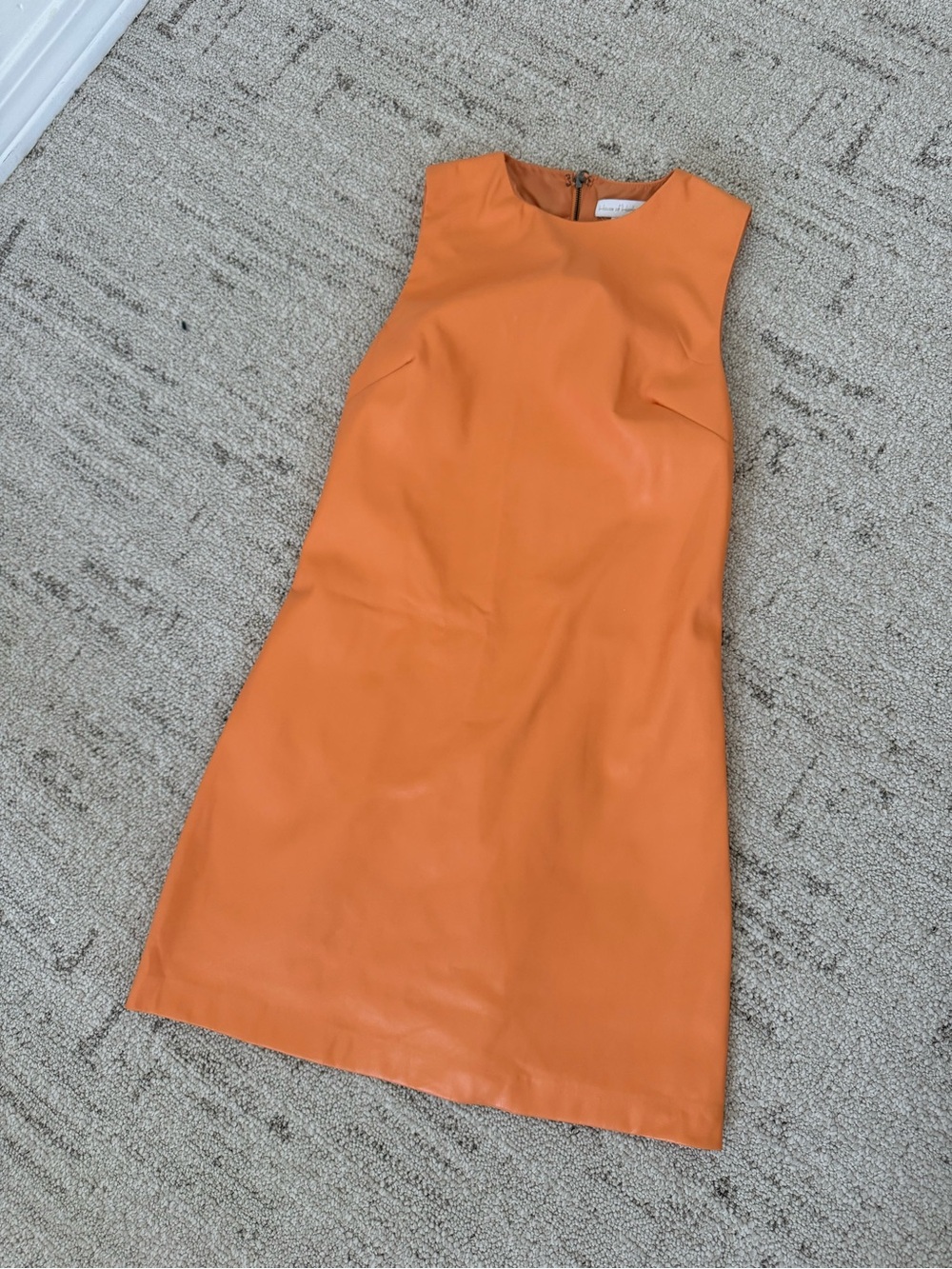 Orange Sleeveless Leather Dress